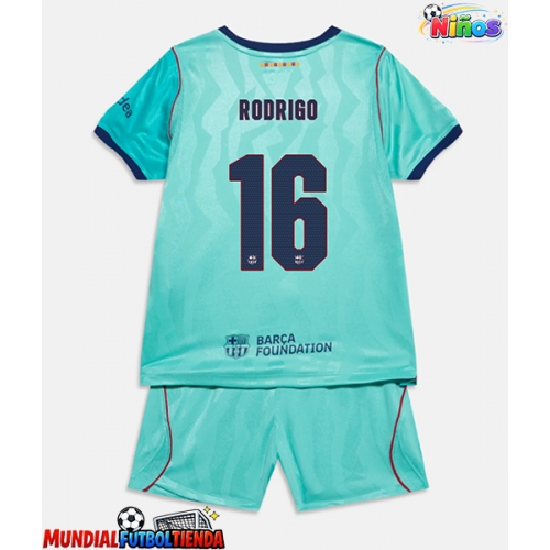 Camiseta Barcelona Rodri Hernandez #16 Tercera Equipación Replica 2026-27 para niños mangas cortas (+ Pantalones cortos)